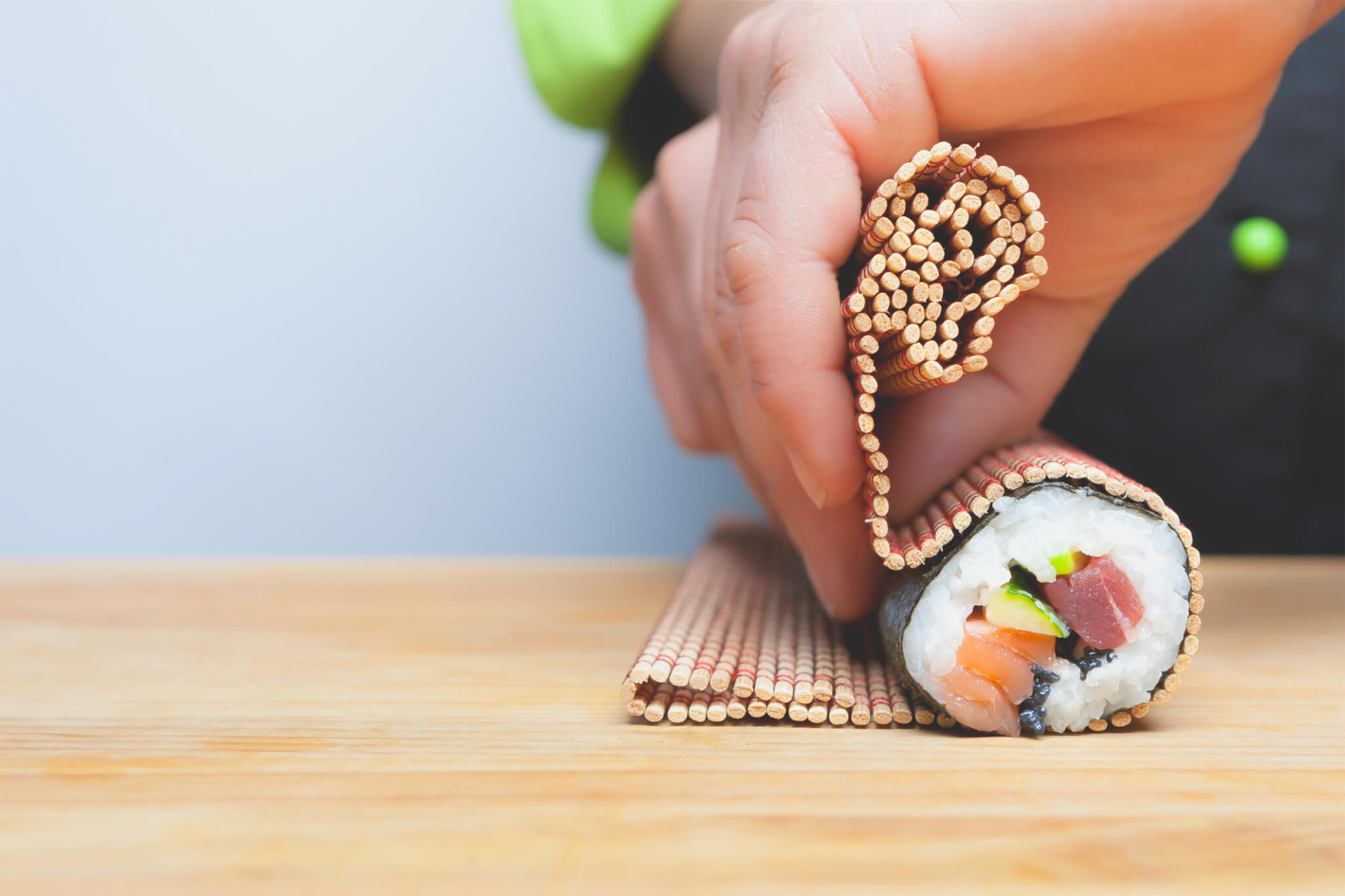 Hand Rolling Sushi with Bamboo Mat
